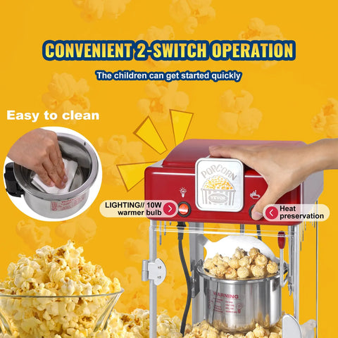Popcorn Machine - Popcorn Popper Machine - Tafelblad - 300W - 110V/220V - 2,5 Oz - Rood