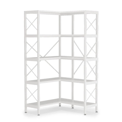 Hoekboekenkast – Hoekkast – Boekenrek – Opbergkast – L-Vormig – MDF Materiaal – 5 Stevige Planken