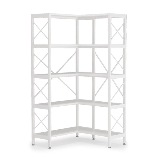 Hoekboekenkast – Hoekkast – Boekenrek – Opbergkast – L-Vormig – MDF Materiaal – 5 Stevige Planken