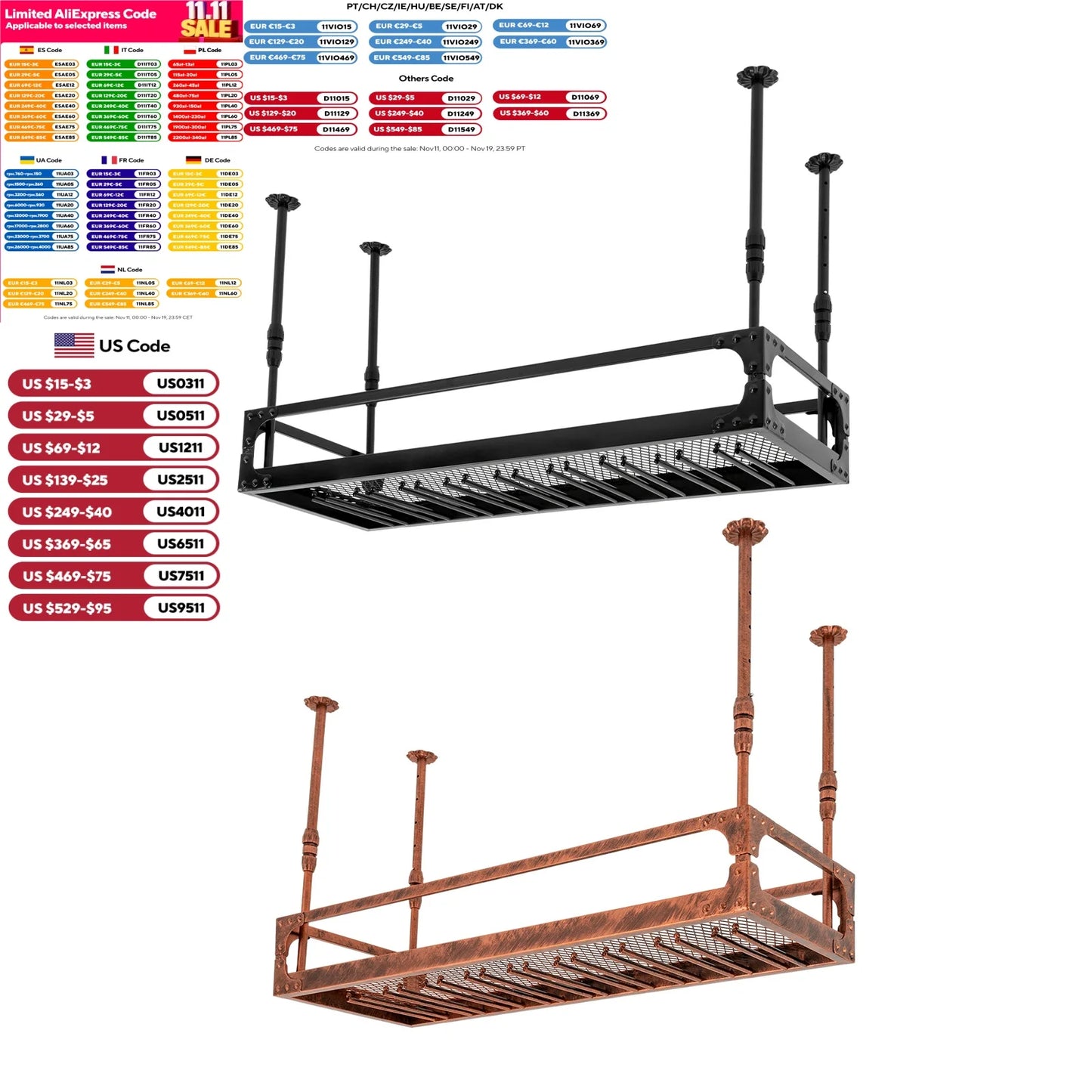 Wijnrek – Flessenrek – Glazenhouder – Wijnhouder – Wijnkast – Industrieel Vintage Design – Plafondmontage – Stevig IJzeren Materiaal – Ruimtebesparend 100 cm