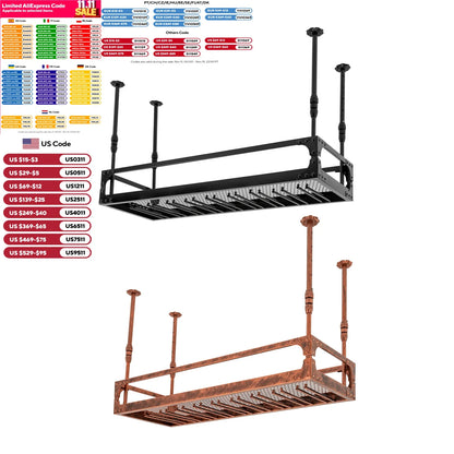 Wijnrek – Flessenrek – Glazenhouder – Wijnhouder – Wijnkast – Industrieel Vintage Design – Plafondmontage – Stevig IJzeren Materiaal – Ruimtebesparend 100 cm