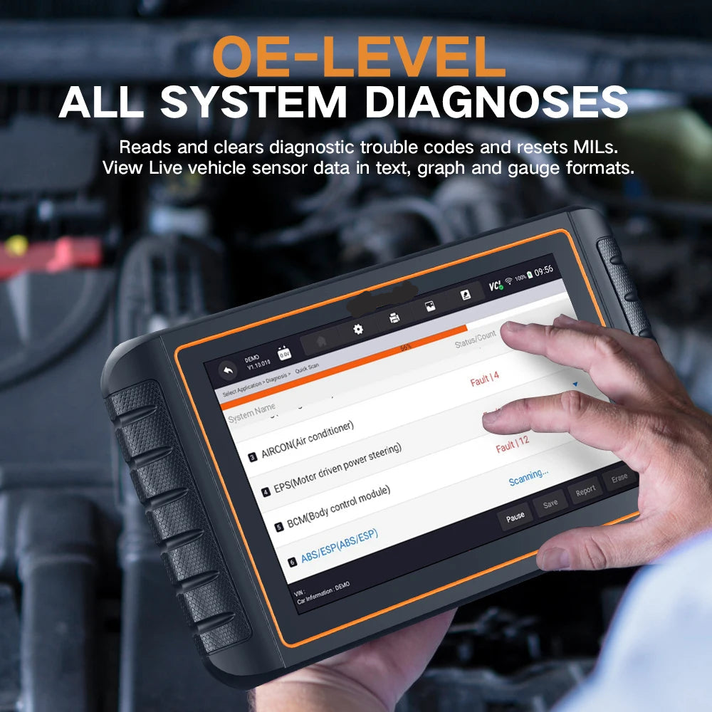 OBD2 Diagnosetool – Diagnoseapparaat – Autoscanner – Foutcode Lezer – TPMS Reset – 10,1 Inch Touchscreen – Bi-directionele Testfuncties