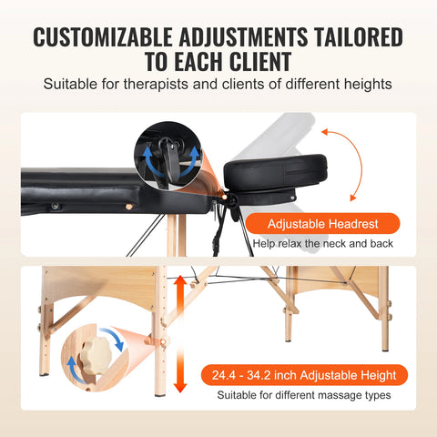 Massagetafel - Inklapbaar - Hoogtestanden - Behandelbank - Behandeltafel - Bed - QUORE