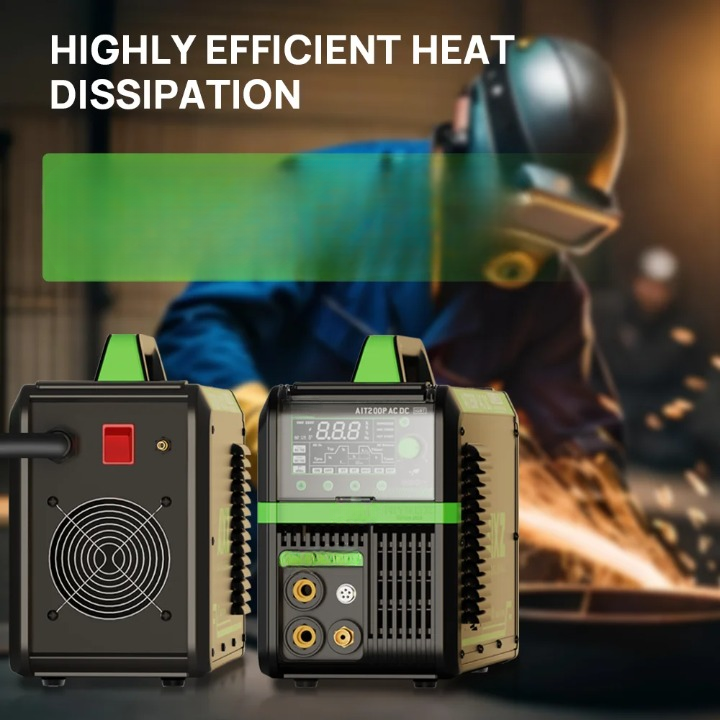 Elektrode Lasmachine - Lasmachine - Lasapparaat - Digitaal Inverterlassen - Draagbare MIG-lasser - met Voetpedaal - HF - AC TIG - DC TIG - 2T - 4T - SPOT - ARC - 220V - IGBT - Groen/Zwart - QUORE