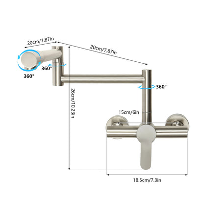 Faucet - Basin Faucet - Swivel Faucet Kitchen - Swivel Spout - Mixer Tap for Bathroom or Kitchen - Wall Mounted 360 ° - 1.33 kg - Silver