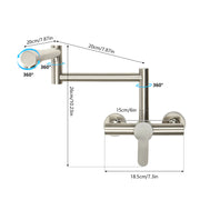 Kraan - Wastafelkraan - Draaiende Kraan Keuken - Draaiende Uitloop - Mengkraan voor Badkamer of Keuken - Wandmontage 360 ° - 1.33 kg - Silver
