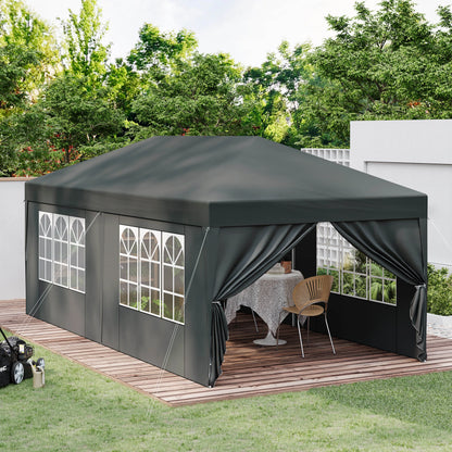 Tuinpaviljoen – Partytent – Tuitent – Overkapping – Waterdicht Oxford Doek – Pop-Up Systeem - 3x6 Meter – Antraciet