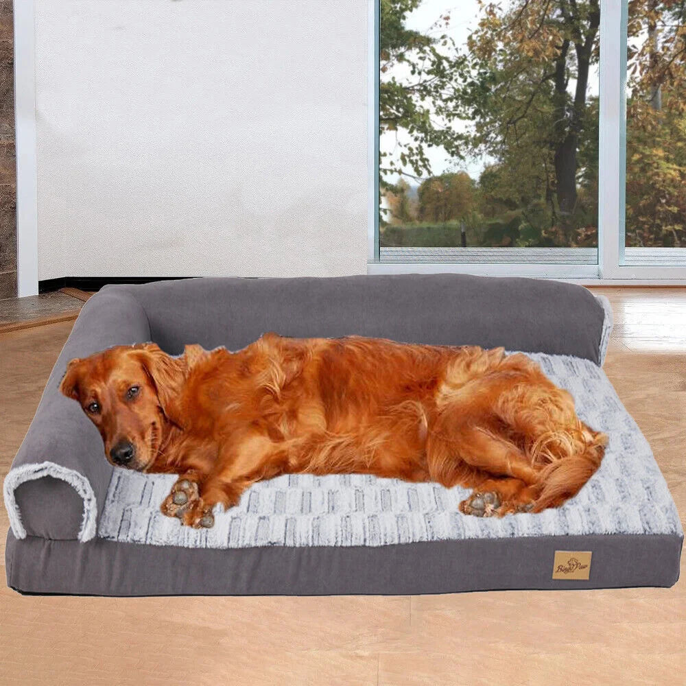 Hondenbed -  Orthopedisch Hondenbed - L-vormig Design - Wasbare Hoes - Duurzaam en Stijlvol - Stevig Schuimkussen - Groot - Comfortabel en Duurzaam