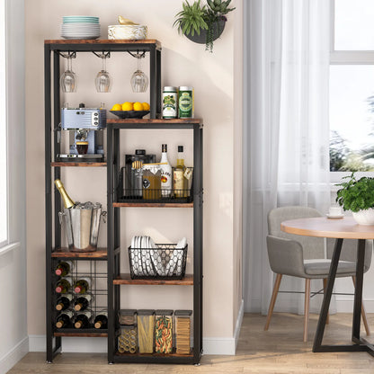Wijnrek – Wijnhouder – Wijnflessenrek – Glazenhouder – Vloerstaand – 12 Flessen – 3-in-1 Ontwerp - Grijs