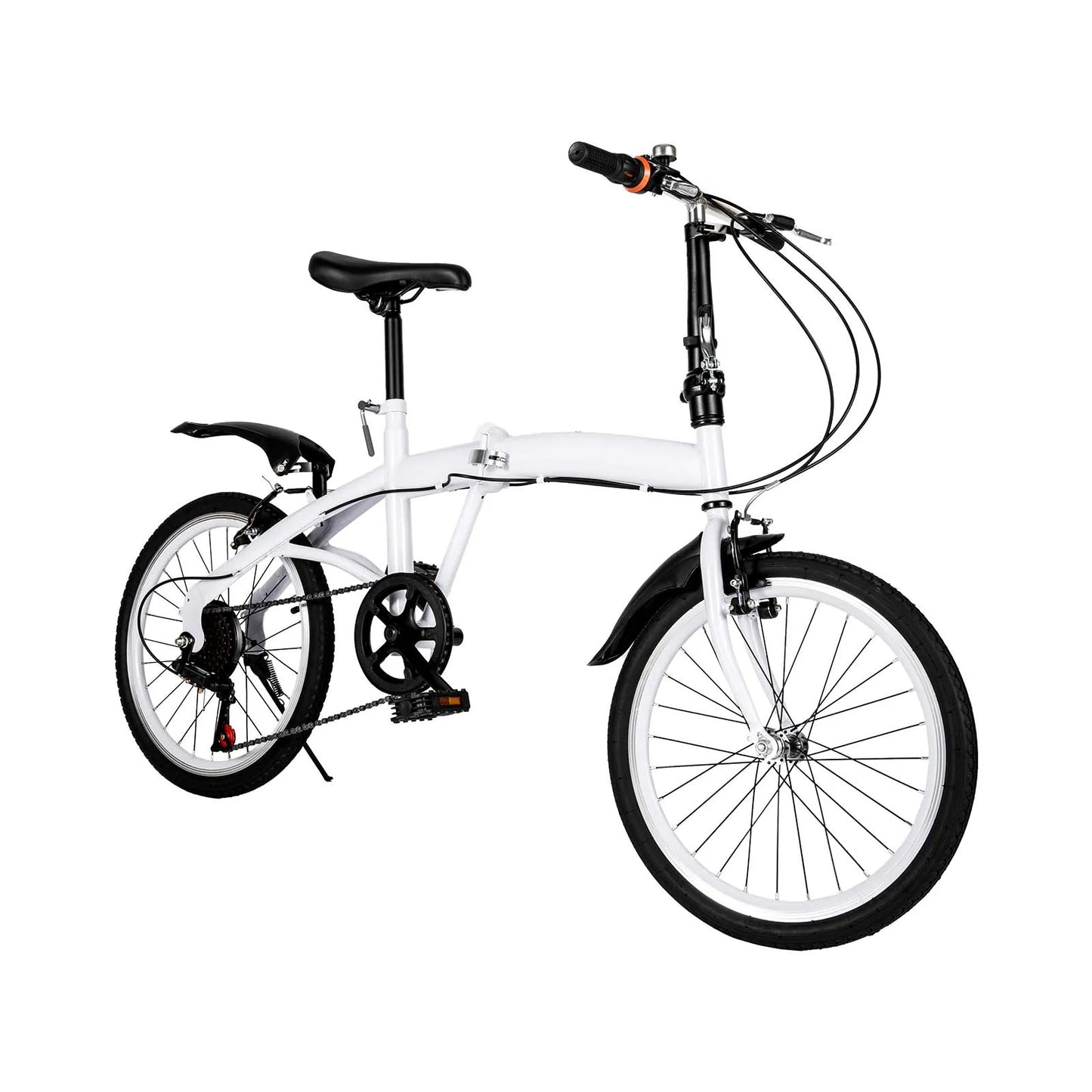Vouwfiets Kinderfiets – Inklapbare Fiets – Stevige Fiets – Verstelbare Kinderfiets – 6 Versnellingen – Robuust Stalen Frame - Wit