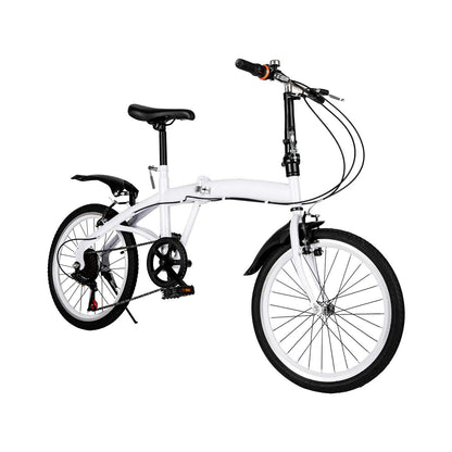 Vouwfiets Kinderfiets – Inklapbare Fiets – Stevige Fiets – Verstelbare Kinderfiets – 6 Versnellingen – Robuust Stalen Frame - Wit