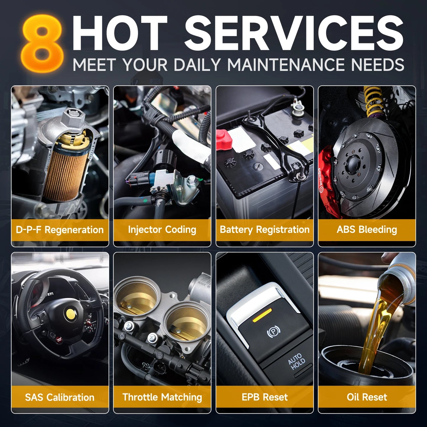 Autodiagnosetool – OBD2 Scanner – Auto Diagnoseapparaat – Foutcode Lezer – Systeemscanner – 8 Onderhoudsfuncties – Kleurenscherm