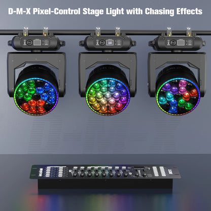 RGBW Moving Head Licht – LED Moving Head – Stage Light – DJ Licht – Disco Verlichting – Upgraded EU Plug – 19x15W LED Met 540° Pan & Elektronische Zoom
