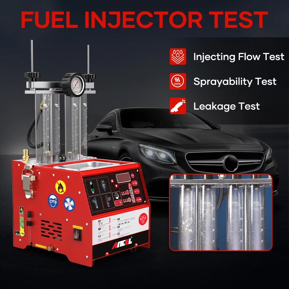 Brandstofinjector Reiniger – Injectorreiniger – Injector Tester – Injectiesysteem Onderhoud – Ultrasone Reiniging – Automatische Test Functies