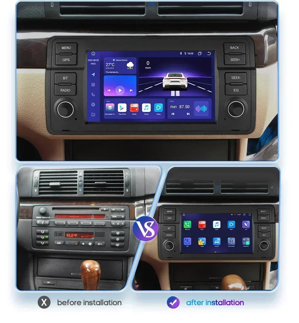 Auto Multimedia Speler - Voor BMW E46 M3 316 323 328 Coupe 318 320 325 330 335 - 1GB32GB - 8 Core - Carplay Scherm - Navigatiesysteem Auto - Multimedia Autoradio - Zwart