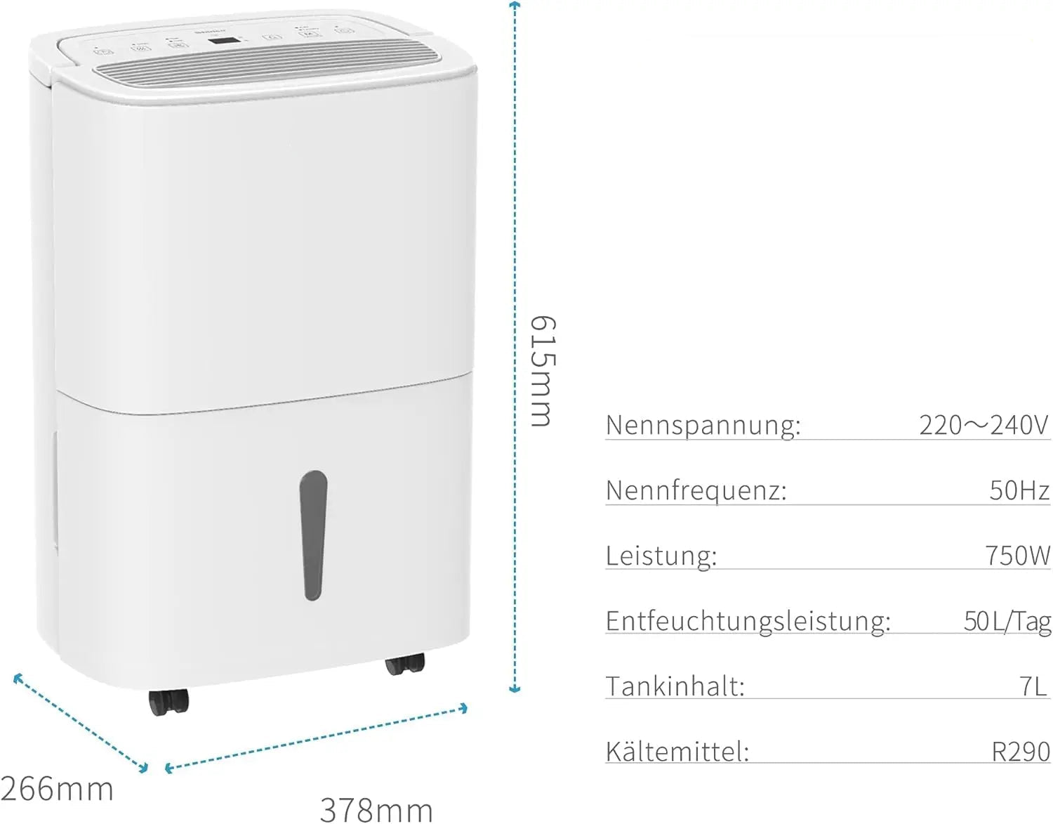 Ontvochtiger – Luchtontvochtiger – Vochtvreter – Anti Vocht – 7 Liter Watertank – WiFi Bediening - QUORE