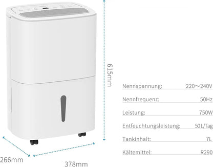 Ontvochtiger – Luchtontvochtiger – Vochtvreter – Anti Vocht – 7 Liter Watertank – WiFi Bediening - QUORE