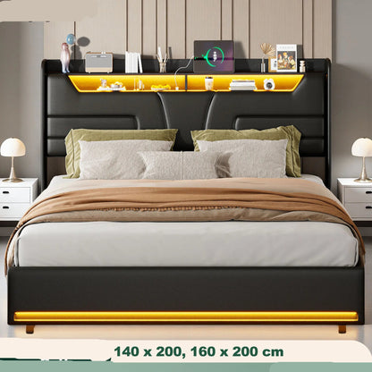 Modern Bed – Opbergbed – Slaapbed – Led Bed – Met Hydraulische Opbergruimte – USB En Usb-C Aansluitingen