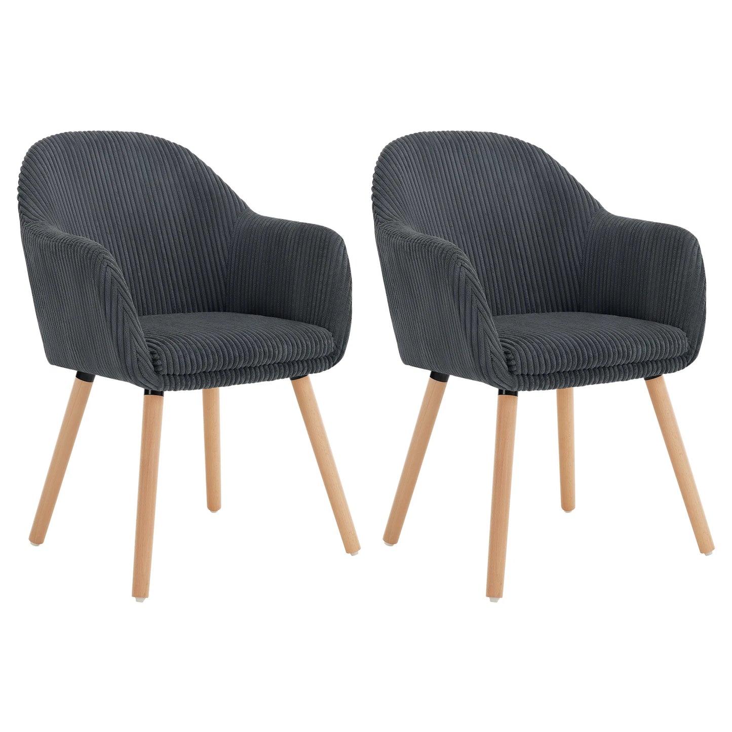 Eetkamerstoelen – Stoelen – Armstoel – Corduroy Stoel – Scandinavisch Design – Comfortabele Zitting – Massief Houten Poten
