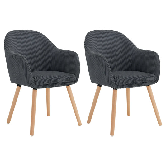 Eetkamerstoelen – Stoelen – Armstoel – Corduroy Stoel – Scandinavisch Design – Comfortabele Zitting – Massief Houten Poten