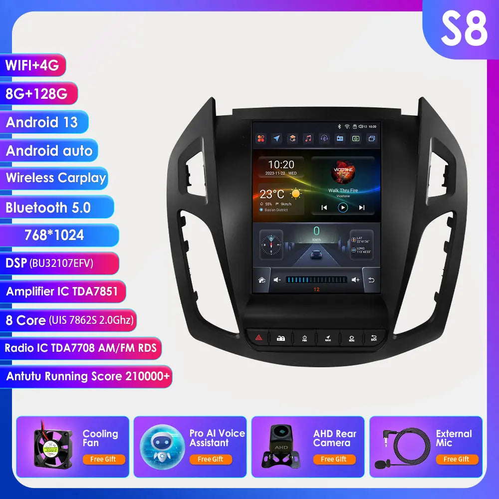 360° Camera – 9,7'' Multimediasysteem – Autonavigatie – Draadloos CarPlay – Android Auto – 4G Internet – Android 13 – 2DIN – Stuurbediening – HD Touchscreen