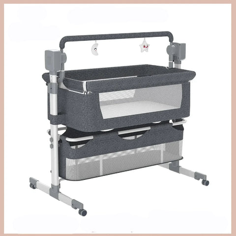 Elektrisch Babybed - Wieg - Co-Sleeping Functie – Verstelbare - Ledikant – Multifunctionele Cradle - Bassinet - Bluetooth - Grijs
