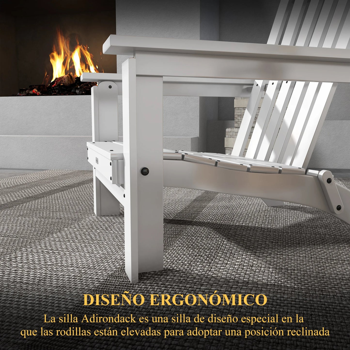 Adirondack Vouwbare Houten Tuinstoel met Armleuningen - White Poplar Wood, Comfortabel en Ruim, Perfect voor Buiten