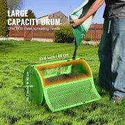 Vevor - Compost Spreader - Compost - 24 in Push/Tow-Behind Roller Grass Spreader with Height Adjustable T-Handle