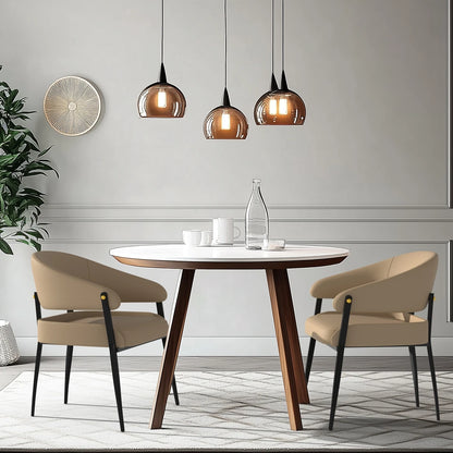 Eetkamerstoelen – Set van 2 - Stoelen – Vergaderstoelen – Bureaustoelen – Microvezel Leer – Eucalyptus Hout – Draagkracht 150 kg - 59 x 43 x 79 cm - Khaki