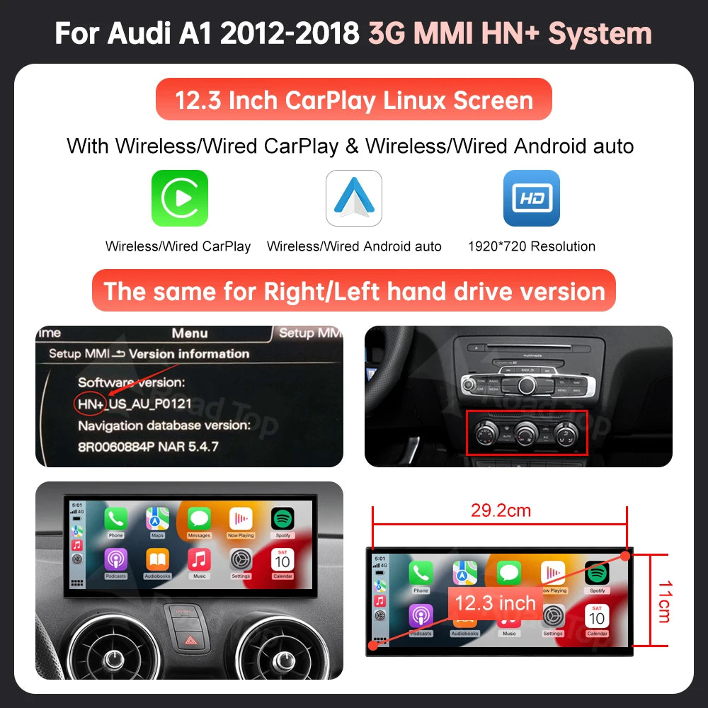 12,3'' Linux Multimedia Scherm – Touchscreen Display – Autonavigatie Monitor – Infotainment Systeem – Draadloos CarPlay – Android Auto – Airplay – Autolink – Hoge Resolutie – Gebruiksvriendelijk