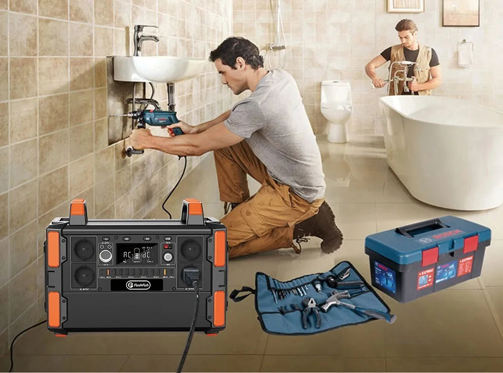 Power Station – Mobiele Stroomvoorziening – Draagbare Accu – Noodstroom – Camping Accu – 1041.6Wh LiFePO4 Batterij – 1000W AC Uitgang