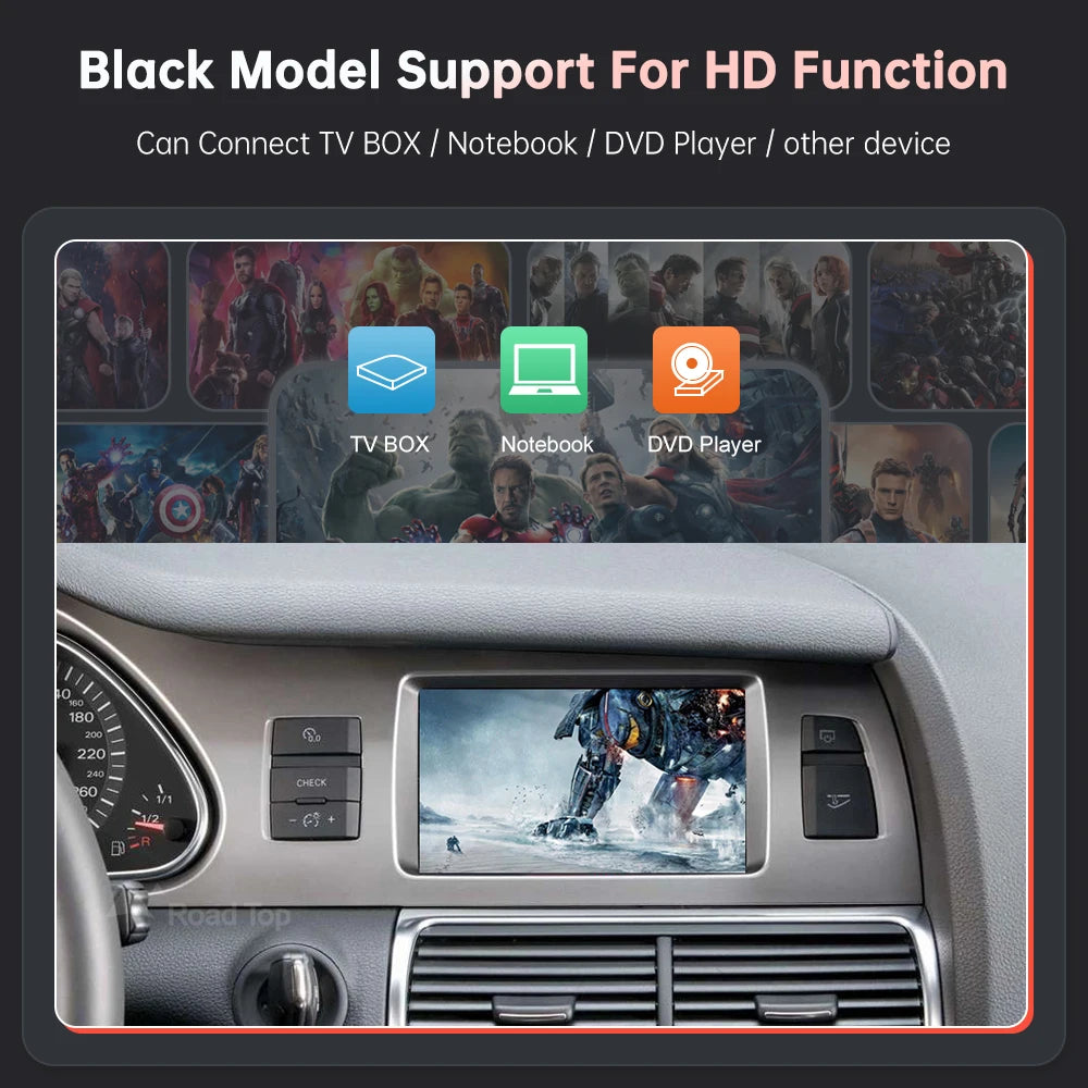 Draadloze CarPlay Android Auto Systeem – Multimedia Interface – Spiegelfunctie – Siri Bediening – Voor Audi Q7 2010-2015 – Naadloze MMI 3G Integratie – USB Connectiviteit – Achteruitrijcamera Ondersteuning