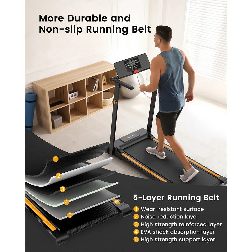 Mini-loopband - Wandelband - Walking Pad - Hardloopband - Loopbanden - Opvouwbare - 2.5PK - 1-10 km/u - Leuning - 105x40cm - met HIIT Programma’s - LCD Display - Stille - voor Thuis - Kantoor