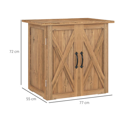 Tuinhuisje – Tuinkast – Tuinschuur – Berging – Buitenopslag – Vurenhout – Compact 0,39 m² – Dubbele Deuren Met Magnetische Sluiting - Natuurlijk Bruin Hout