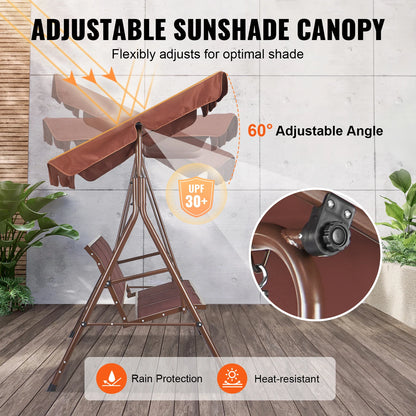 Schommelbank - Schommelbanken - Tuinschommel - Hangbank - 3 Persoons - met Verstelbaar Zonneluifel - 528 kg Draagkracht - Tuinmeubelen - Weerbestendig Staal - Outdoor - Swing Stoel - voor Balkon - Tuin of Terras - Zwart