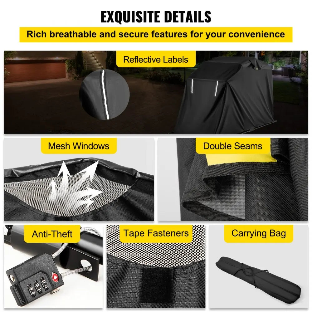 Motorhoes - Scooterhoes - Waterdicht - Geschikt voor Binnen en Buiten - Polyester Oxford Fietsopslaghoes - voor Bescherming van Motorrijders en Fietsen - 133,9 x 53,9 x 76,8inch