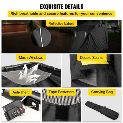 Motorhoes - Scooterhoes - Waterdicht - Geschikt voor Binnen en Buiten - Polyester Oxford Fietsopslaghoes - voor Bescherming van Motorrijders en Fietsen - 133,9 x 53,9 x 76,8inch