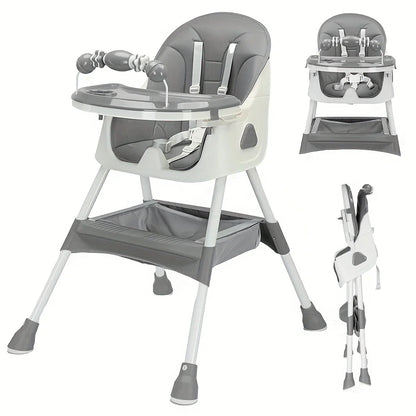 Opvouwbare Kinderstoel - Met Grote Antislipmat en Speelgoedrek - 6 Maanden plus - Grijs