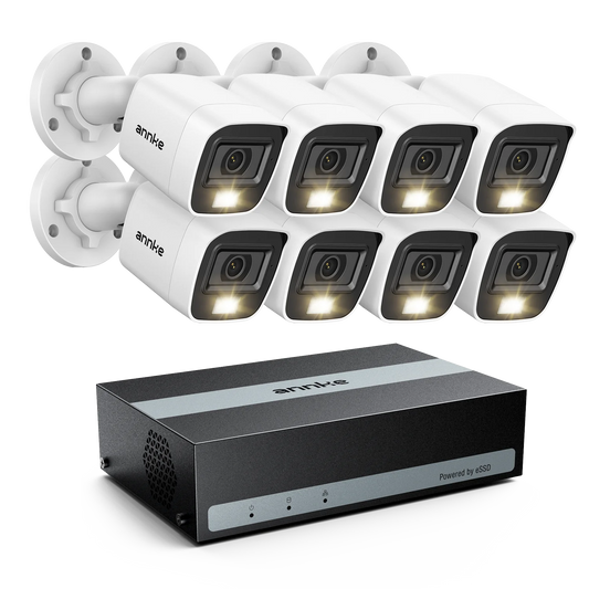 Beveiligingscamera Set – Surveillance Camera – Beveiligingscamera Systeem – CCTV Camera Set – 8-Kanaals DVR Met 1TB SSD – Nachtzicht Met Wit Licht Tot 20 Meter