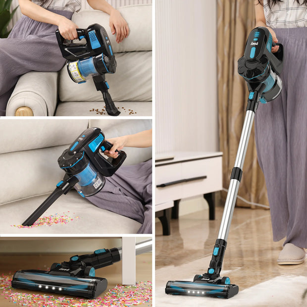 Cordless Stick Vacuum Cleaner - Stick Vacuum Cleaner - Vacuum Cleaner - Cordless Stick Vacuum Cleaner - Powerful Suction - 20KPa - 6-in-1 Stick Vacuum Cleaner - 145W - Blue
