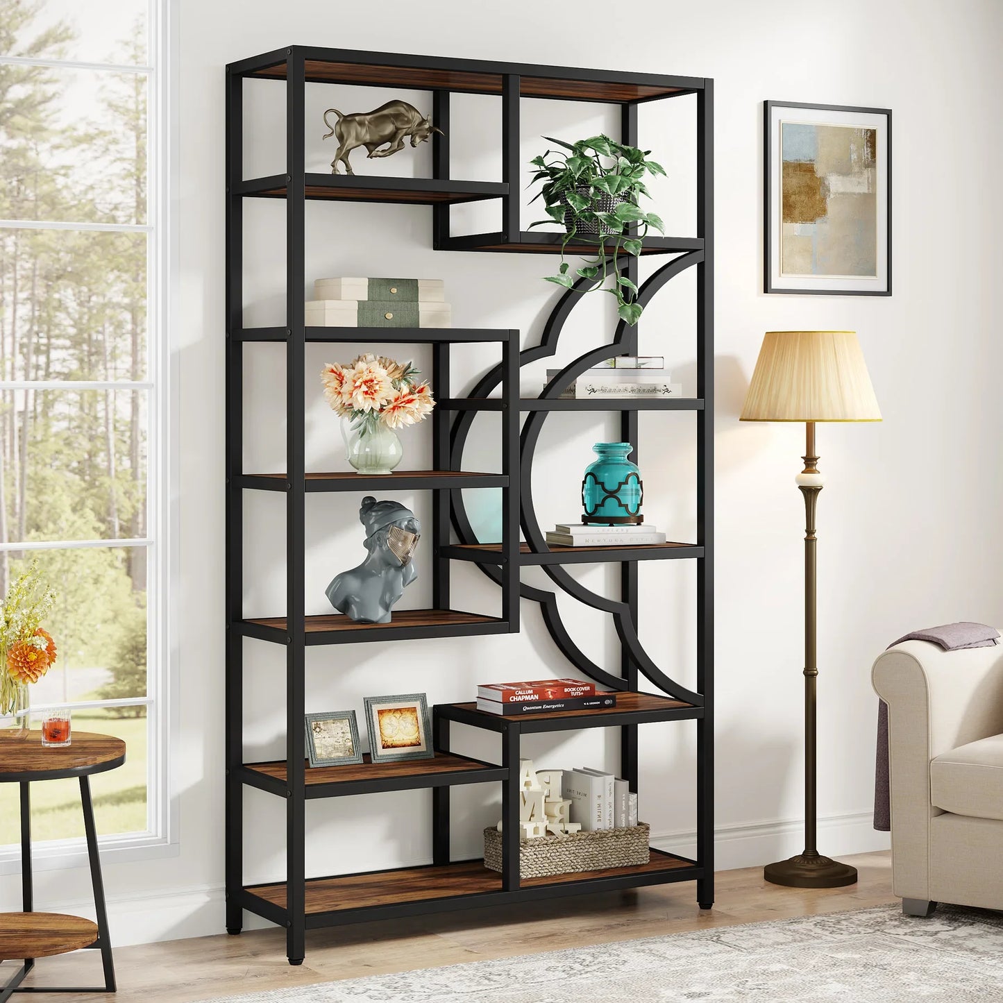 Boekenkast – Boekenplank – Vakkenkast – Roomdivider – Industrieel – 190 Cm Hoog – Metalen Frame