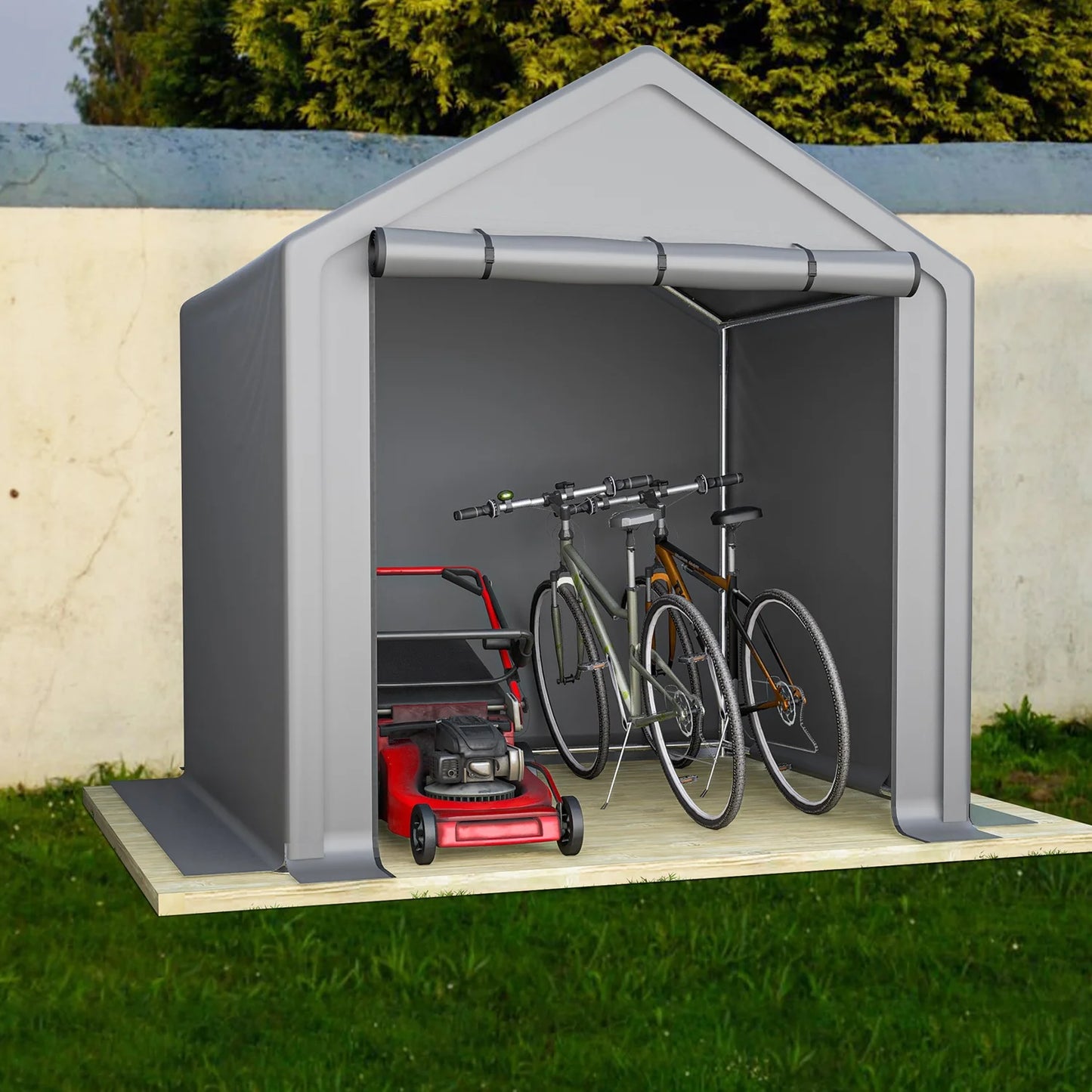 Fietsenstalling – Fietsengarage – Tuinkast – Opslagtent – Gereedschapsopslag – Donkergrijs – Gegalvaniseerd Stalen Frame – Waterbestendig PE Zeil 190x170x200 cm