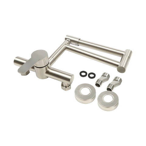 Kraan - Wastafelkraan - Draaiende Kraan Keuken - Draaiende Uitloop - Mengkraan voor Badkamer of Keuken - Wandmontage 360 ° - 1.33 kg - Silver