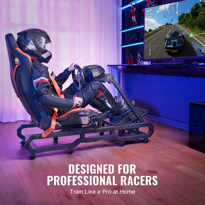 Racestoel - Cockpit Simulator - Volledig Verstelbaar - Met Beeldscherm Bevestiging - Bruikbaar met Racestoel - Stabiel Frame - Groot - 330 kg Draagkracht - Met Comfortabele Stoel