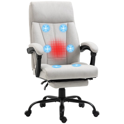 Massage Bureaustoel – Massagestoel – Office Chair Met Massage – Bureaustoel Met Verwarming – Verstelbare Bureaustoel – Zes-punten Massage – Lendenverwarming - 74 x 65 x 111-119 cm - Wit