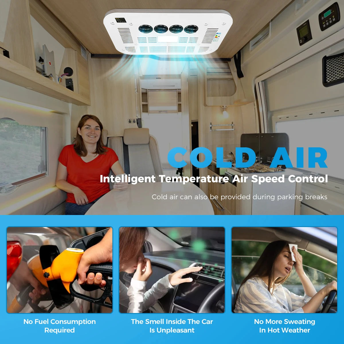 Dak Airconditioner - Air conditioning - Rooftop Airco - 24V Efficiënte Koeling - Caravan Airco - Met Afstandsbediening - voor Campers, RV’s & Trailers – Stille en Snel Koelende Parkeerairco