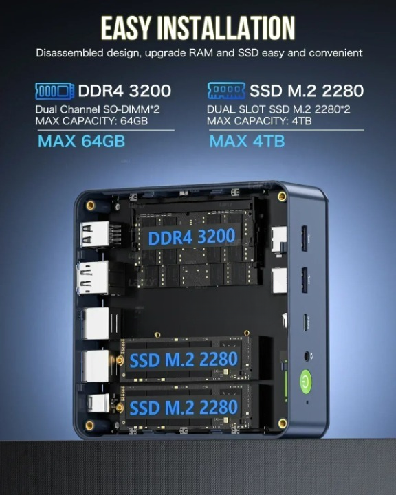 Mini PC – Mini Desktop – Compacte PC – Windows PC – Desktop Computer – AMD Ryzen 7 5825U – 4K 60Hz Dual Display - 16GB - 3200MHZ - 512GB