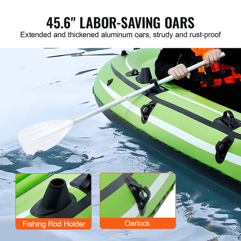 Opblaasbare Boot - Opblaasbare Kano - Boot - Kajak - 5 Personen - Draagbaar - Opblaasbare Visboot - Vlot Kajak 45,6” Aluminium Roeispanen Hoogrendementspomp