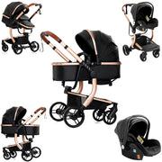 Baby Wandelwagen - Buggy - Inklapbare Buggy - Opvouwbare Buggy - Inklapbare Buggy NewBorn - 3 in 1 -BabyWalker- Lichtgewicht - voor Pasgeborene - Zwart