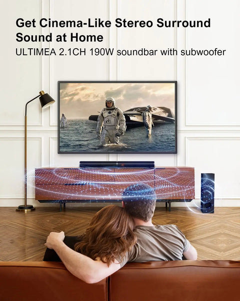 Ultimea - Soundbar - Soundbar for TV - Speakers - Speaker cables - Speaker - 3D Surround Soundbar - 190W - 50Hz-20KHz - Black